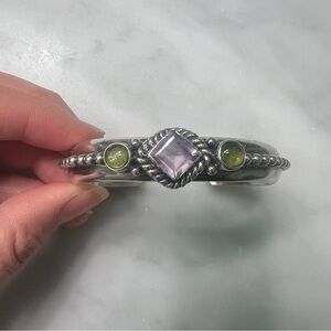 STERLING SILVER cuff with gemstones bracelet